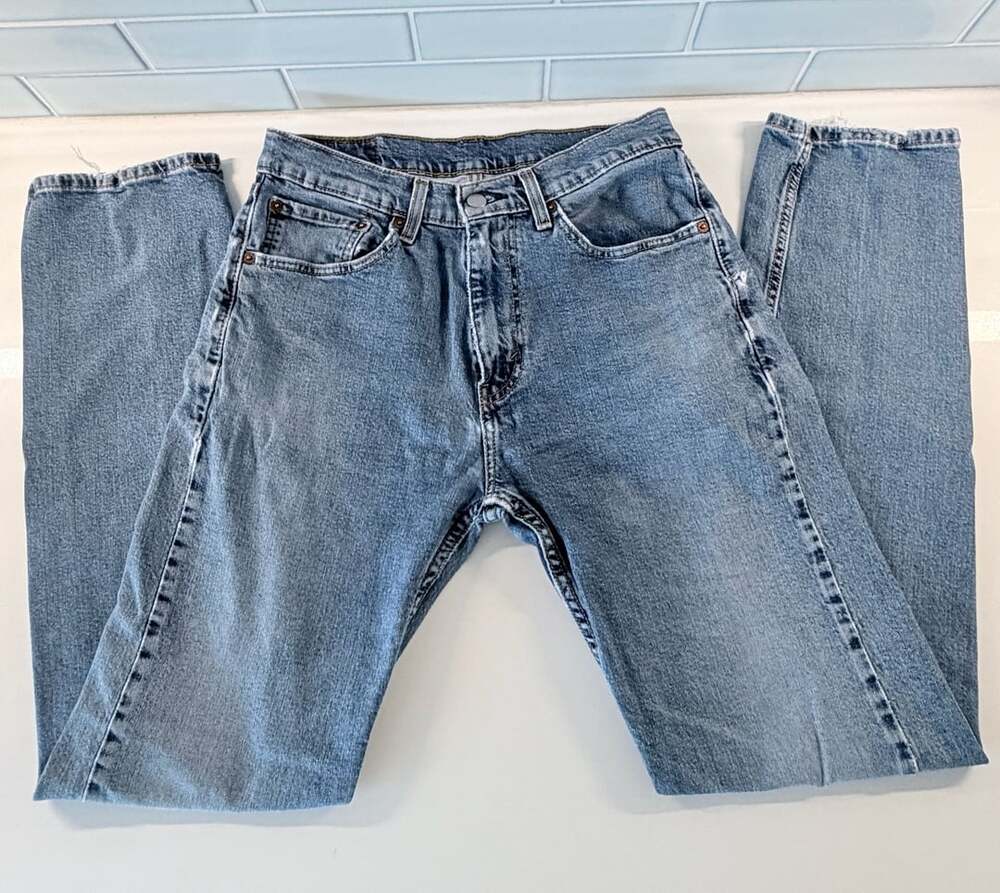 Levi's 505 Regular Fit Distressed Denim Jeans Light Wash Size 32x34